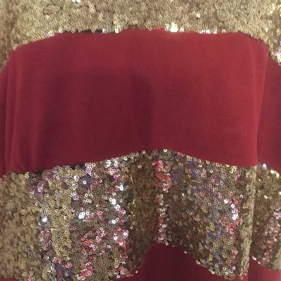 Wine Gold Sequins Oversized Stripe Tunic Top - Picture 7 of 10